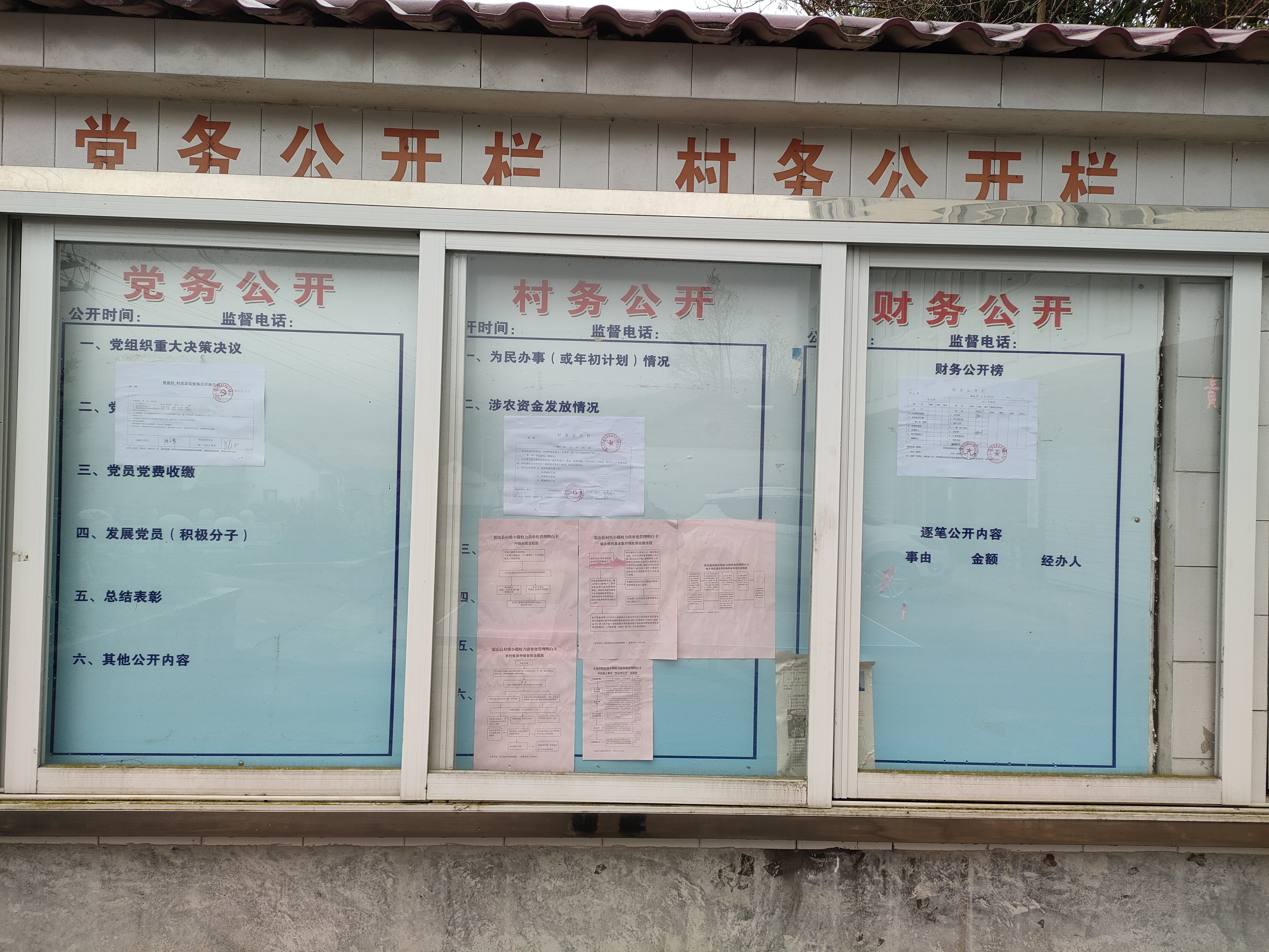 霍山县大化坪镇舞旗河村2021年第一季度公告栏查阅_霍山县人民政府