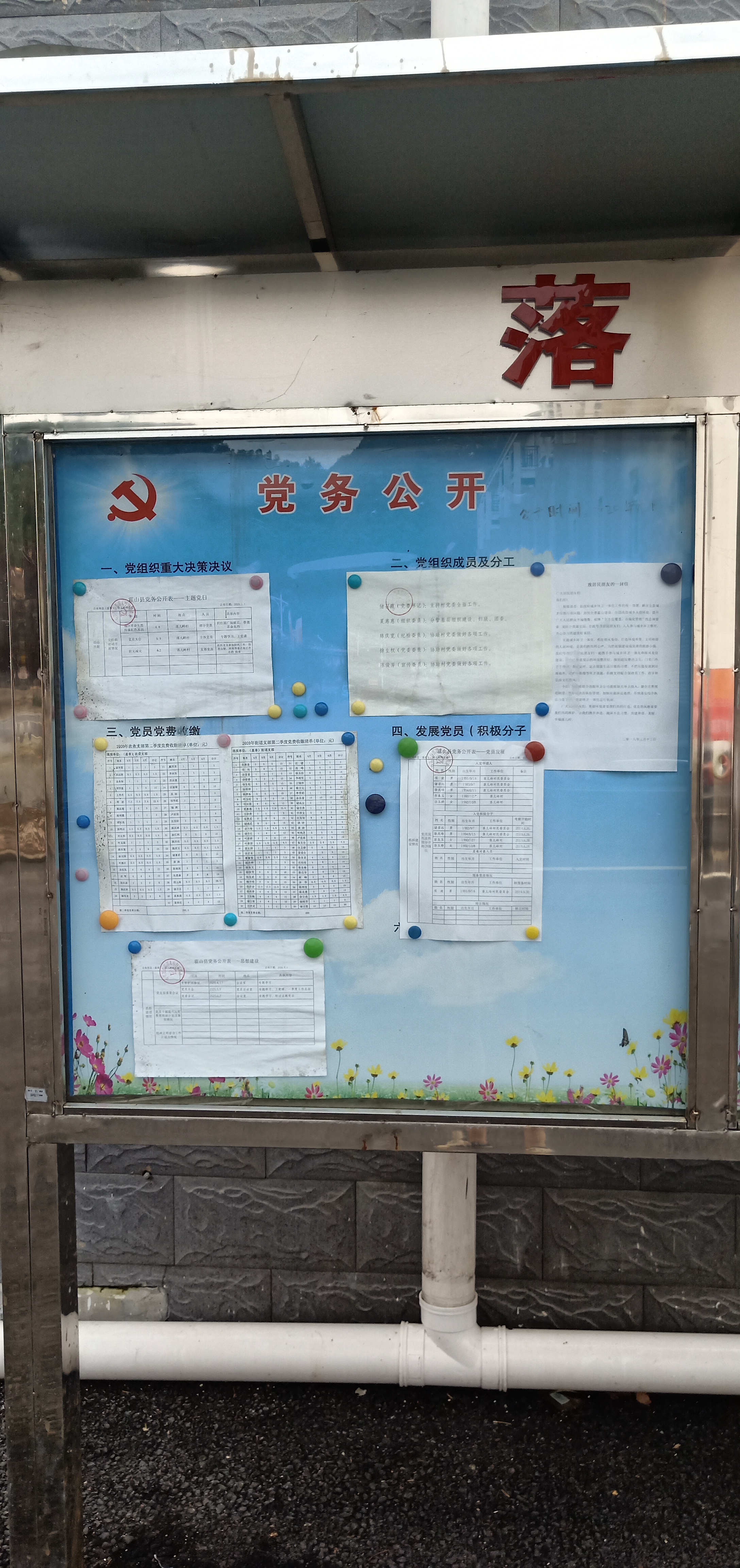 霍山县落儿岭镇落儿岭村2020年第二季度村务公开栏